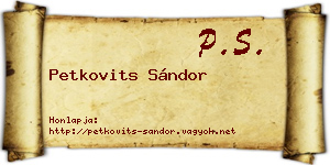 Petkovits Sándor névjegykártya