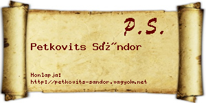 Petkovits Sándor névjegykártya
