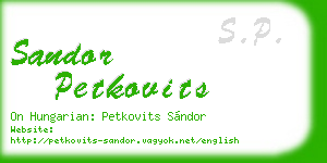 sandor petkovits business card